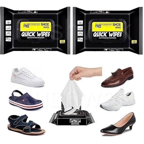 Shoe Cleaning Wipes (Pack of 80) ? Quick Shine Shoe Wipes for Sneakers, Leather, Suede & Canvas | Portable Disposable Shoe Polish Towelettes for Instant Clean