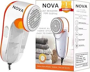 Nova Lint Remover for Clothes ? Powerful Fabric Shaver with Stainless Steel Blades | Removes Lint, Fuzz & Pills from Sweaters, Wool & Upholstery