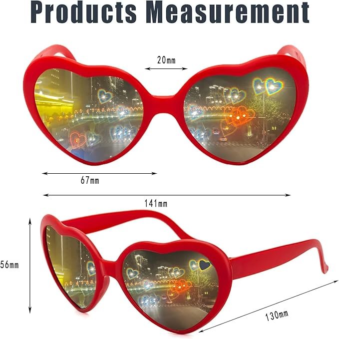 2 in 1 Heart Shaped Diffraction Glasses ? Light Diffraction Rainbow Rave Sunglasses for Parties, Festivals & Concerts | Stylish Heart Lens Goggles for EDM & DJ Events