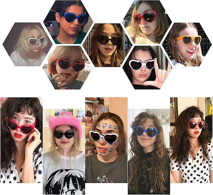 2 in 1 Heart Shaped Diffraction Glasses ? Light Diffraction Rainbow Rave Sunglasses for Parties, Festivals & Concerts | Stylish Heart Lens Goggles for EDM & DJ Events