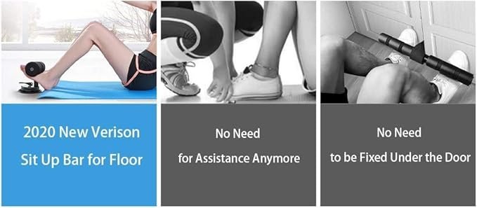 Sit Up Bar for Floor | Portable Suction Fitness Assistant for Ab Workouts & Core Training | Adjustable & Foam Padded Sit-Up Equipment for Home Gym Exercise