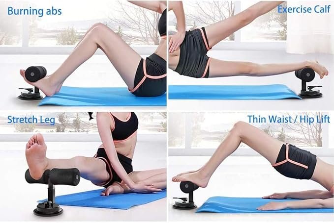 Sit Up Bar for Floor | Portable Suction Fitness Assistant for Ab Workouts & Core Training | Adjustable & Foam Padded Sit-Up Equipment for Home Gym Exercise