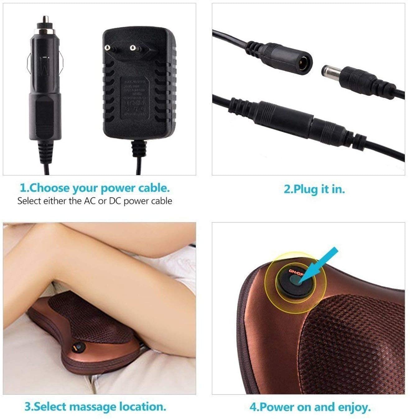 Car & Home Massager Pillow | Electric Shiatsu Neck & Back Massage Cushion with Heat | Portable Body Massager for Shoulder, Lumbar, Office & Travel Use