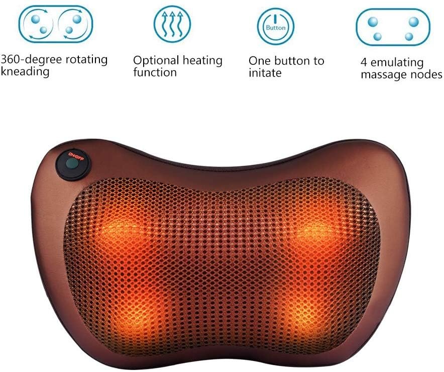 Car & Home Massager Pillow | Electric Shiatsu Neck & Back Massage Cushion with Heat | Portable Body Massager for Shoulder, Lumbar, Office & Travel Use