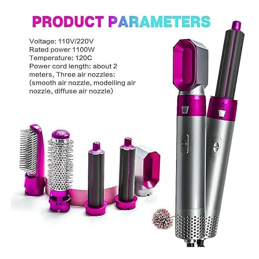 5 In 1 Hot Air Styler | Multifunctional Hair Dryer & Styler with Curling, Straightening & Volumizing Attachments | Fast Heat & Ionic Technology