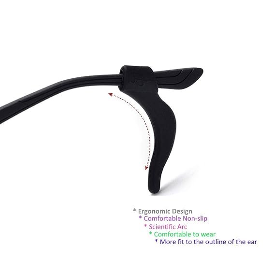 Eyeglasses Anti-Slip Grip Pair ? Soft Silicone Temple Tips for Glasses & Sunglasses ? Comfortable Ear Hooks for Secure Fit & All-Day Wear