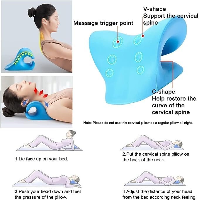 Neck and Shoulder Relaxer ? Cervical Traction Device for Pain Relief & Posture Correction ? Ergonomic Orthopedic Pillow for Neck Stiffness & Muscle Relaxation