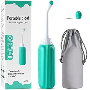Portable Bidet ? Travel Handheld Bidet Bottle with Angled Nozzle for Personal Hygiene ? Refillable & Squeeze Type Water Sprayer for Home, Office & Outdoor Use (500ML)