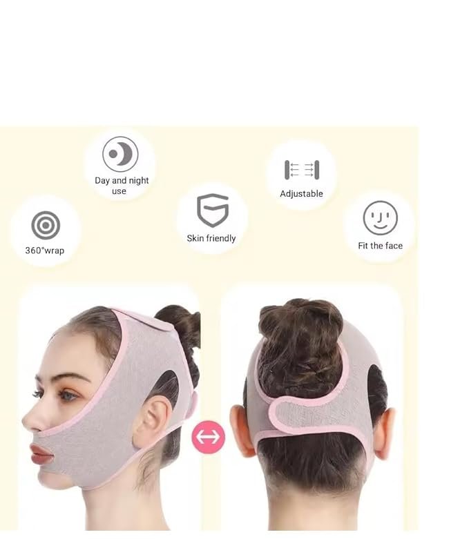 Reusable Double Chin Reducer ? V-Line Face Slimming Strap for Jawline Lifting & Skin Tightening ? Adjustable Face Belt for Men & Women