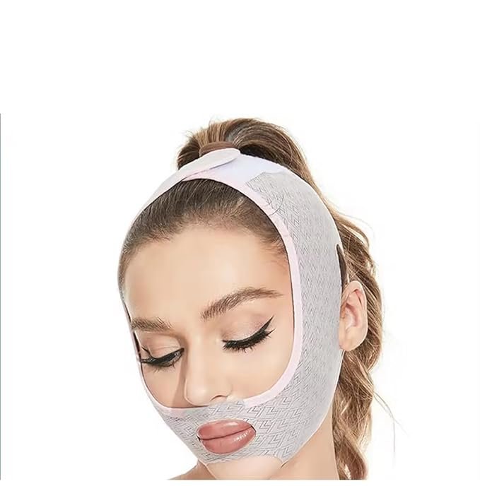 Reusable Double Chin Reducer ? V-Line Face Slimming Strap for Jawline Lifting & Skin Tightening ? Adjustable Face Belt for Men & Women