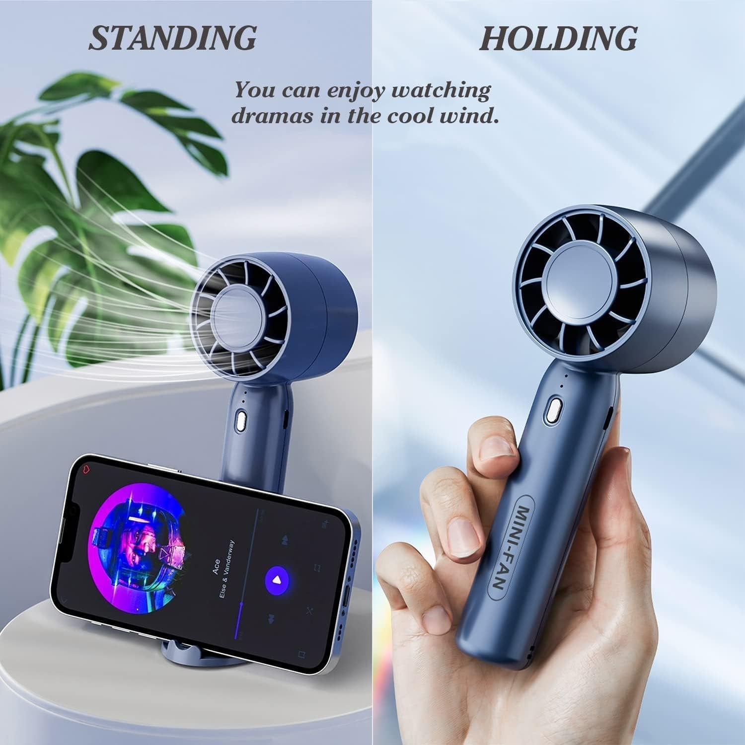 Mini Portable Handheld Fan ? USB Rechargeable Small Personal Fan with 3-Speed Settings, Quiet Operation, Pocket Size for Travel, Office & Outdoor Use