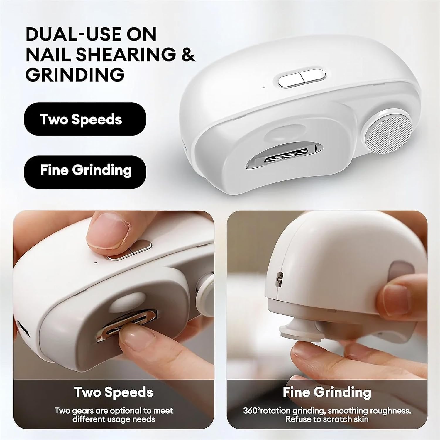 Electric Nail Clipper ? Rechargeable Nail Trimmer with Built-in LED Light, Safe & Quiet Automatic Nail Cutter for Adults, Kids & Seniors, One-Button Operation, Portable & USB Charging