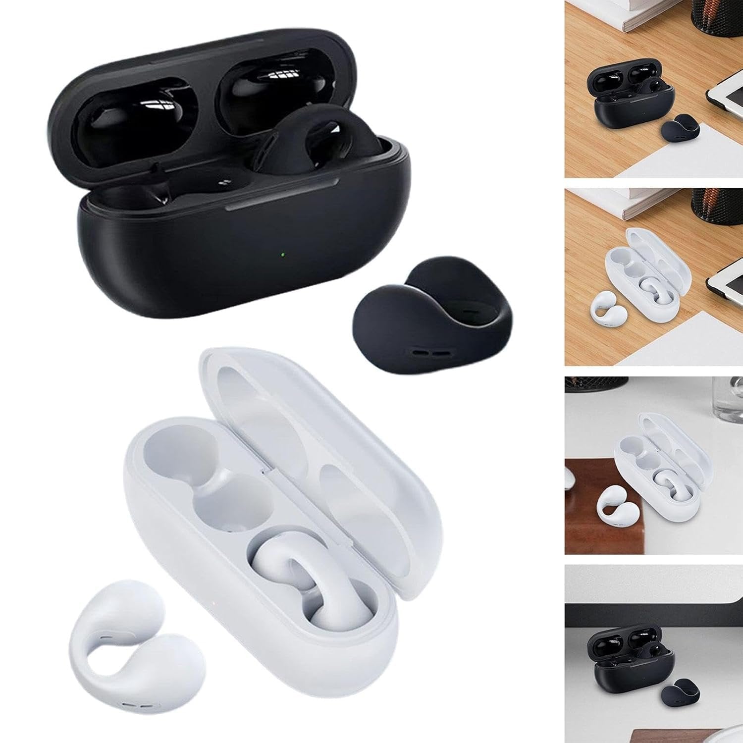 Wireless Clip Earbuds ? Bluetooth 5.3 Earphones with Built-in Mic, Secure Clip-On Design, Noise Reduction, Long Battery Life, Sweatproof for Sports & Travel