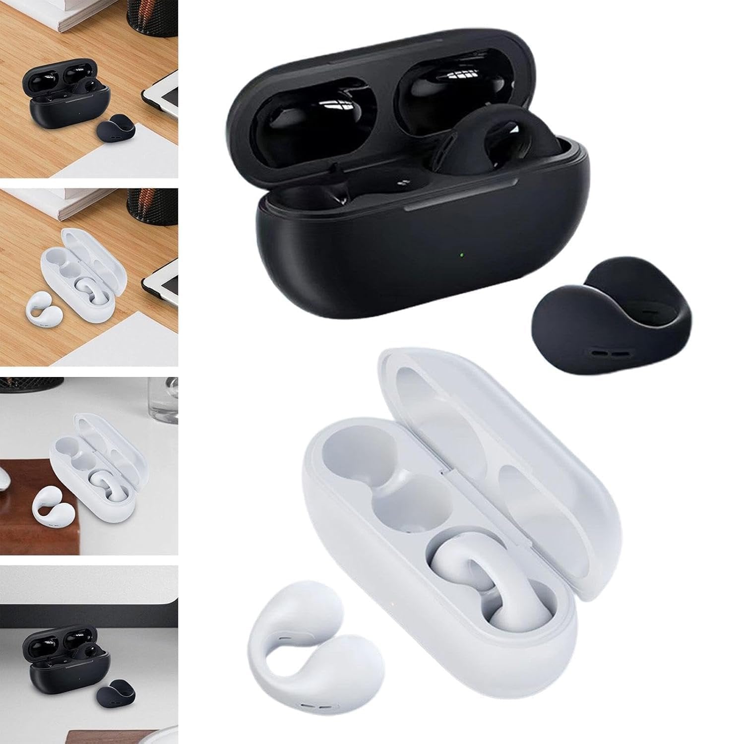 Wireless Clip Earbuds ? Bluetooth 5.3 Earphones with Built-in Mic, Secure Clip-On Design, Noise Reduction, Long Battery Life, Sweatproof for Sports & Travel