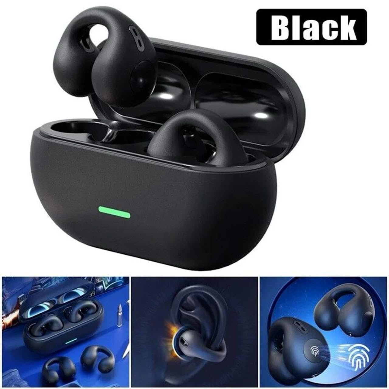 Wireless Clip Earbuds ? Bluetooth 5.3 Earphones with Built-in Mic, Secure Clip-On Design, Noise Reduction, Long Battery Life, Sweatproof for Sports & Travel