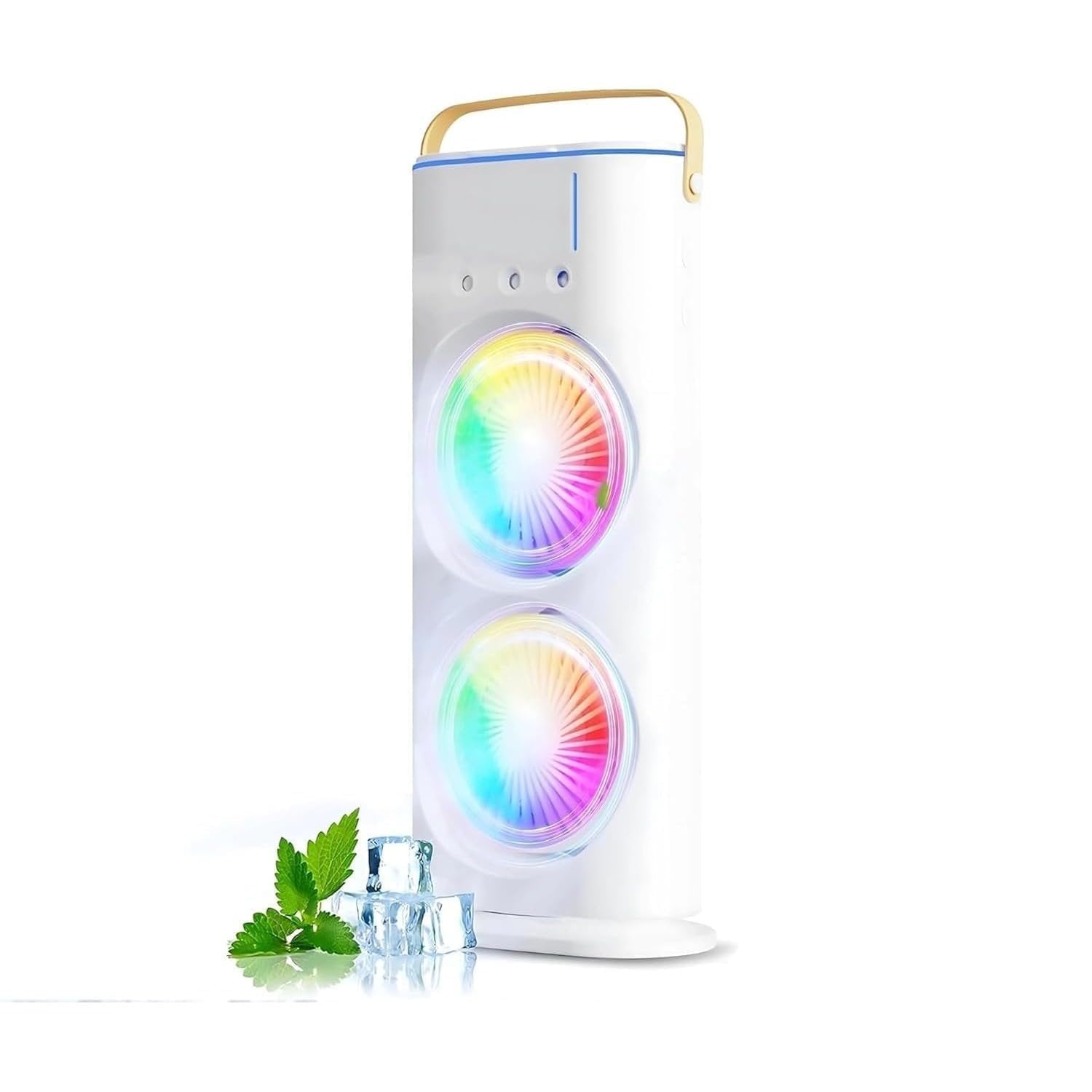 Double End Air Cooler Mist Fan ? Portable USB Rechargeable Dual Head Fan with Water Spray, 3-Speed Cooling & Humidifying Function for Home, Office & Outdoor Use