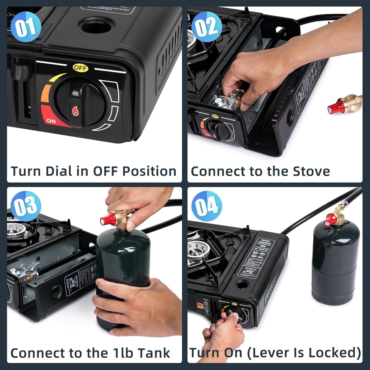 2 in 1 Portable Gas Stove ? Dual-Use Butane & LPG Camping Stove, Compact Outdoor Gas Burner for Cooking, Traveling, Hiking & Emergency Use