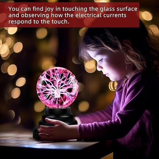 Plasma Ball Lamp ? USB & Battery Powered Touch Sensitive Magic Plasma Globe Light for Kids, Desk Decor, Parties & Science Fun