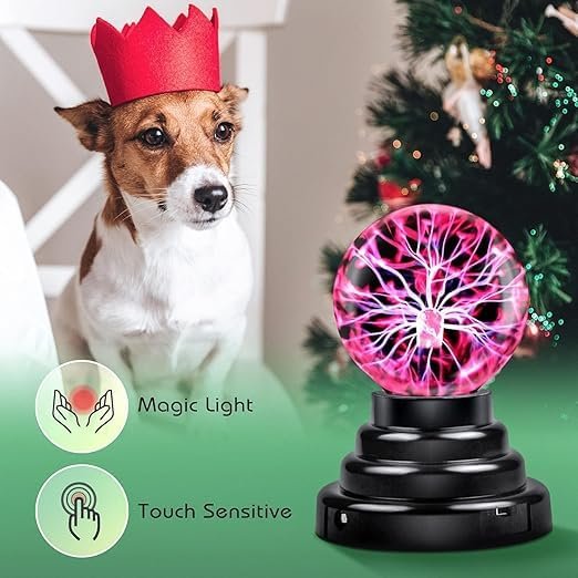 Plasma Ball Lamp ? USB & Battery Powered Touch Sensitive Magic Plasma Globe Light for Kids, Desk Decor, Parties & Science Fun