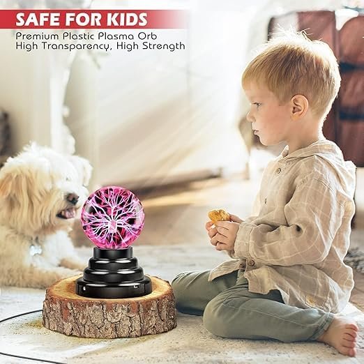 Plasma Ball Lamp ? USB & Battery Powered Touch Sensitive Magic Plasma Globe Light for Kids, Desk Decor, Parties & Science Fun