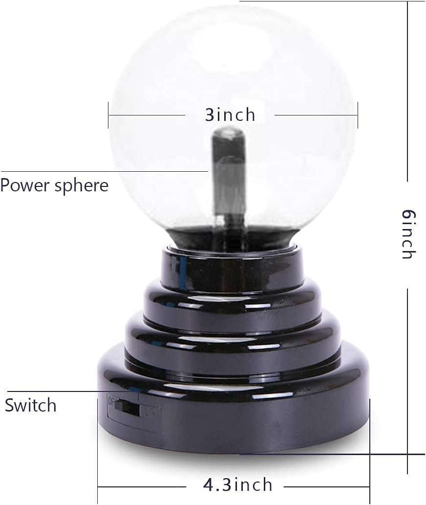 Plasma Ball Lamp ? USB & Battery Powered Touch Sensitive Magic Plasma Globe Light for Kids, Desk Decor, Parties & Science Fun
