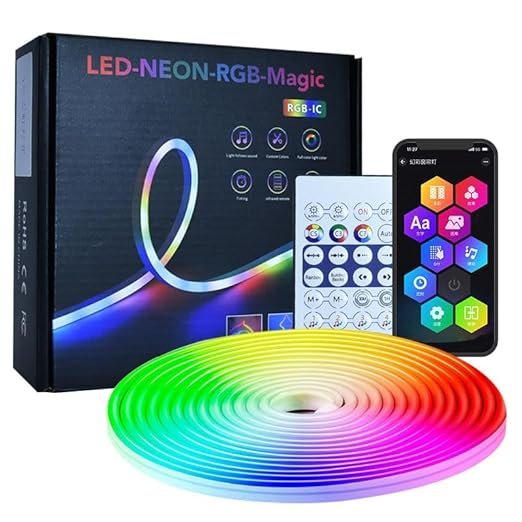 5 Meter Smart Neon Strip Light ? RGB LED Flexible Light with App & Remote Control, Music Sync, DIY Modes, Waterproof for Room, TV, Gaming & Party Decor