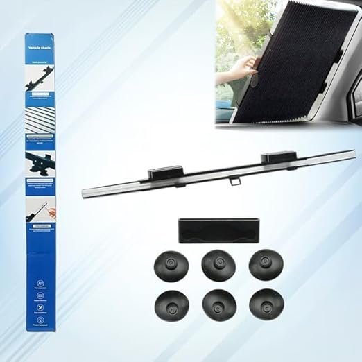 Retractable Car Sunshade ? Foldable Windshield Sun Visor with UV Protection, Heat Resistant Reflector for Front Window, Universal Fit for Cars, SUVs & Trucks