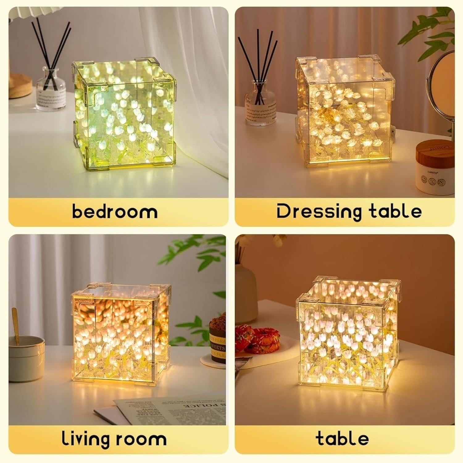 Infinity Tulip Lamp ? LED Ambient Night Light with Blooming Floral Design, USB Rechargeable Decorative Table Lamp for Bedroom, Living Room & Gifts
