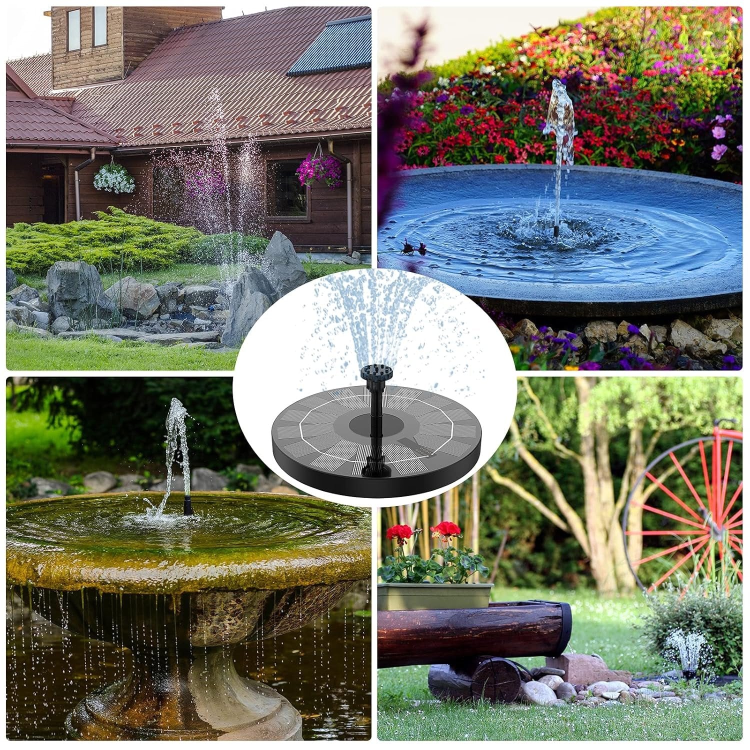 Solar Water Fountain ? 1.4W Solar-Powered Bird Bath Fountain Pump with 6 Nozzles, Eco-Friendly Floating Garden Fountain for Outdoor Pond, Pool & Patio Decor