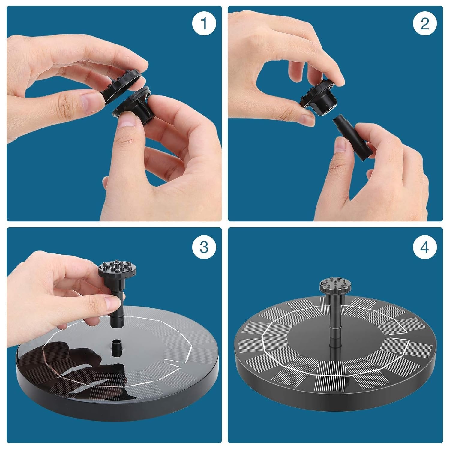 Solar Water Fountain ? 1.4W Solar-Powered Bird Bath Fountain Pump with 6 Nozzles, Eco-Friendly Floating Garden Fountain for Outdoor Pond, Pool & Patio Decor