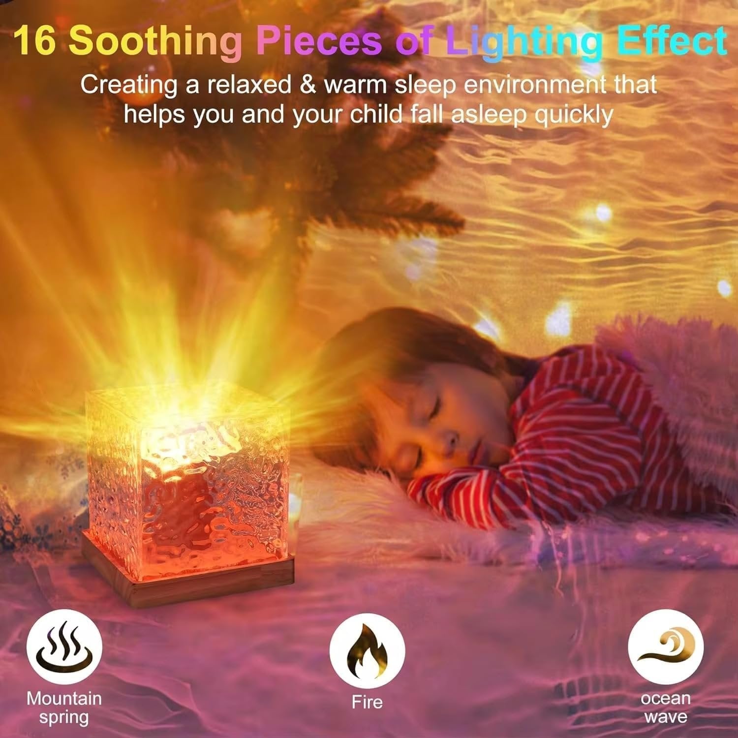 Ocean Wave Projector Night Light ? LED Water Ripple Light with Bluetooth Speaker & Remote Control, Soothing Mood Lamp for Bedroom, Baby & Relaxation