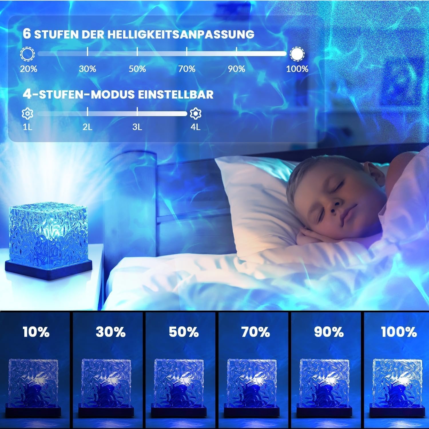 Ocean Wave Projector Night Light ? LED Water Ripple Light with Bluetooth Speaker & Remote Control, Soothing Mood Lamp for Bedroom, Baby & Relaxation