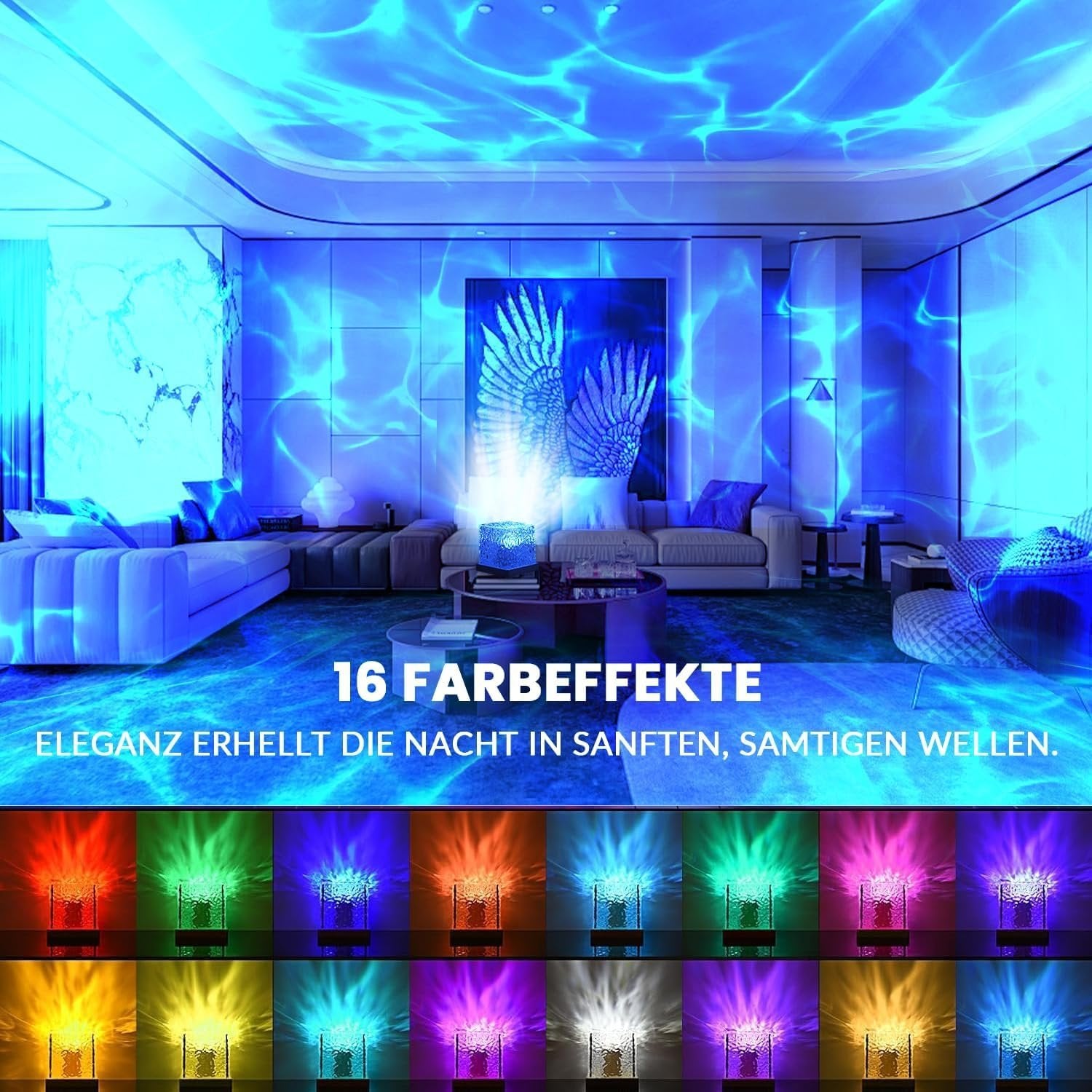 Ocean Wave Projector Night Light ? LED Water Ripple Light with Bluetooth Speaker & Remote Control, Soothing Mood Lamp for Bedroom, Baby & Relaxation