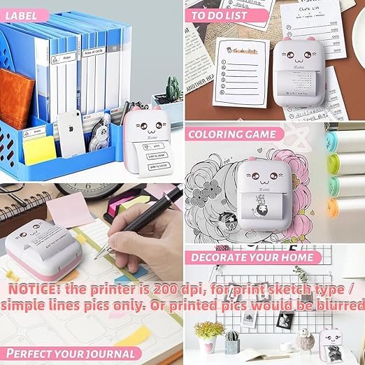 Mini Printer ? Portable Wireless Bluetooth Thermal Printer for Photos, Labels & Notes, Compatible with Android & iOS, Inkless Pocket Printer