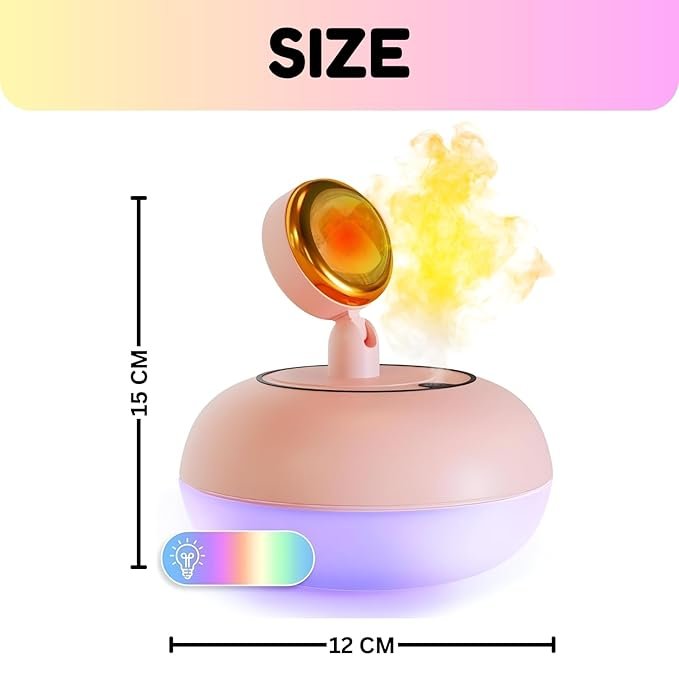 Sunset Light Humidifier ? 2-in-1 LED Night Light & Cool Mist Aroma Diffuser, USB Rechargeable Air Humidifier for Bedroom, Office & Home Decor