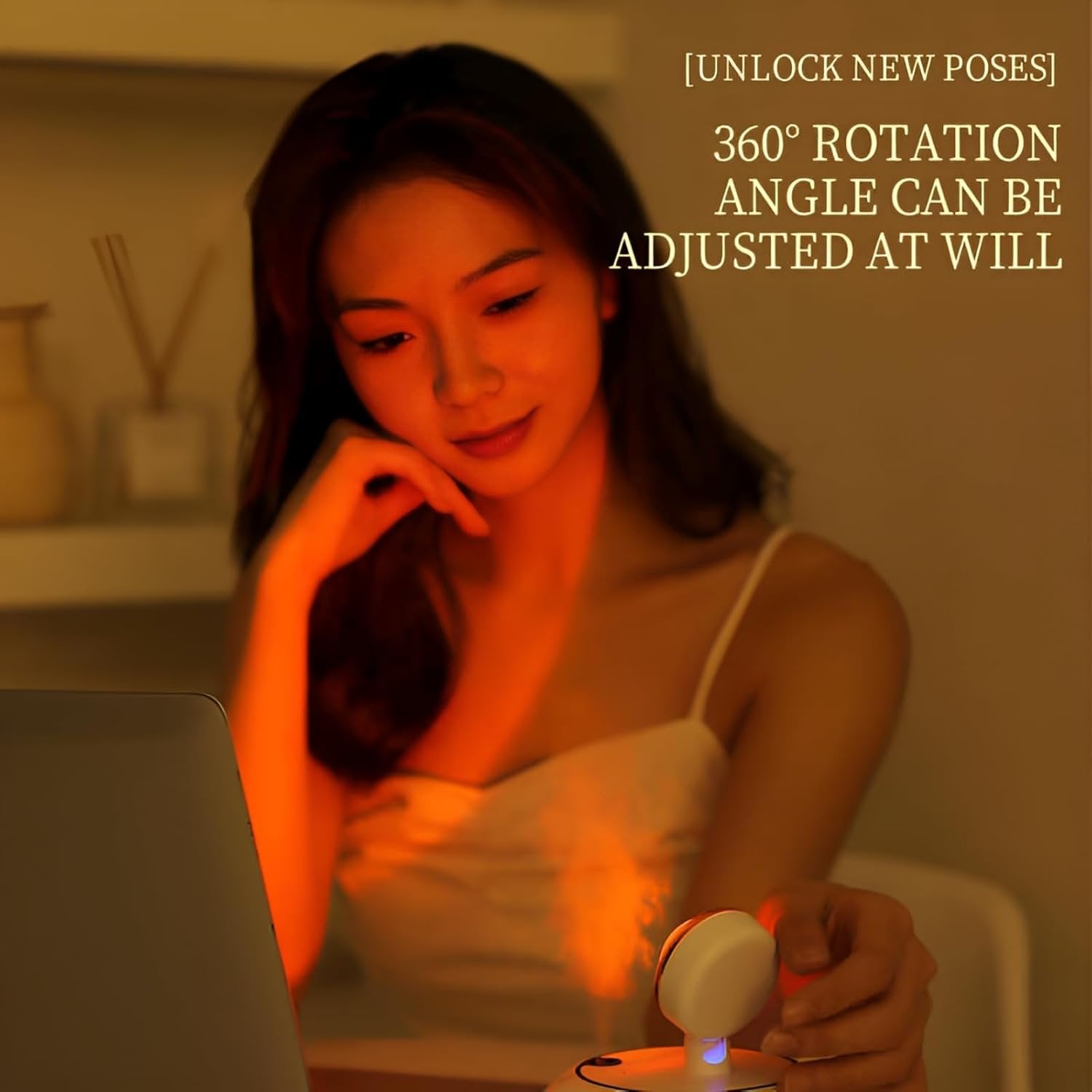 Sunset Light Humidifier ? 2-in-1 LED Night Light & Cool Mist Aroma Diffuser, USB Rechargeable Air Humidifier for Bedroom, Office & Home Decor