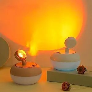 Sunset Light Humidifier ? 2-in-1 LED Night Light & Cool Mist Aroma Diffuser, USB Rechargeable Air Humidifier for Bedroom, Office & Home Decor