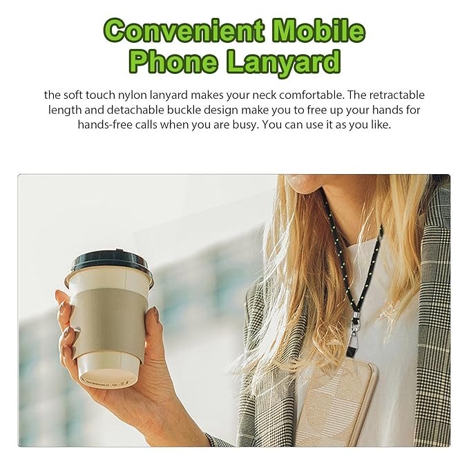 Mobile Lanyard ? Universal Phone Neck Strap with Adjustable Length, Detachable Tether for All Smartphones, Hands-Free Holder for Travel, Work & Outdoor Use