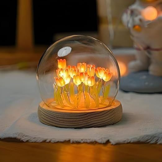 Tulip Lamp ? Aesthetic LED Flower Night Light for Bedroom Decor, Soft Warm Glow, USB Powered Table Lamp for Girls, Gifts & Home Ambience