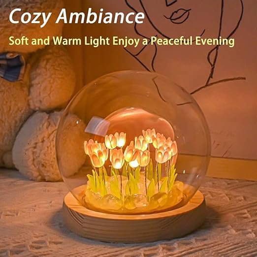 Tulip Lamp ? Aesthetic LED Flower Night Light for Bedroom Decor, Soft Warm Glow, USB Powered Table Lamp for Girls, Gifts & Home Ambience