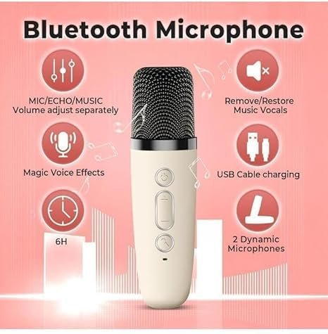 K12 Bluetooth Wireless Speaker ? Portable High Bass Rechargeable Speaker with Mic Support, USB/TF Card/AUX/FM Compatible for Outdoor & Indoor Use