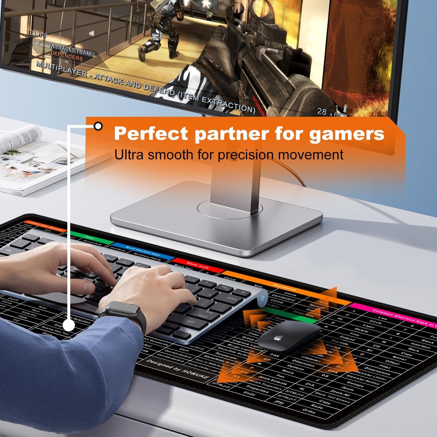 Shortcut Keyboard Mat ? Large Computer Desk Pad with Printed Keyboard Shortcuts for Windows & Mac, Anti-Slip Base, Waterproof Surface, Ideal for Office & Study