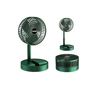 Rechargeable Telescopic Foldable Fan ? Portable Standing Desk Fan with Adjustable Height & Angle, USB Fan with Battery for Home, Office & Travel