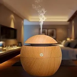 Wooden Aroma Diffuser Humidifier ? Ultrasonic Cool Mist Humidifier with LED Light & Auto Shut-Off | Essential Oil Diffuser for Home, Office & Bedroom (Wood Grain Finish)