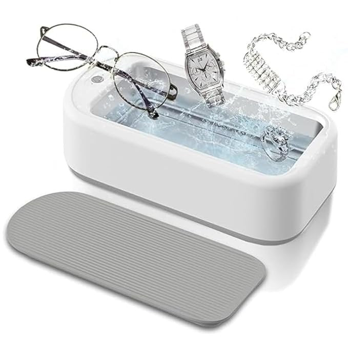 Ultrasonic Jewelry Cleaner ? Professional Portable Ultrasonic Cleaning Machine for Rings, Eyeglasses, Watches & Coins | Deep Cleaning with High-Frequency Vibration (600ml)