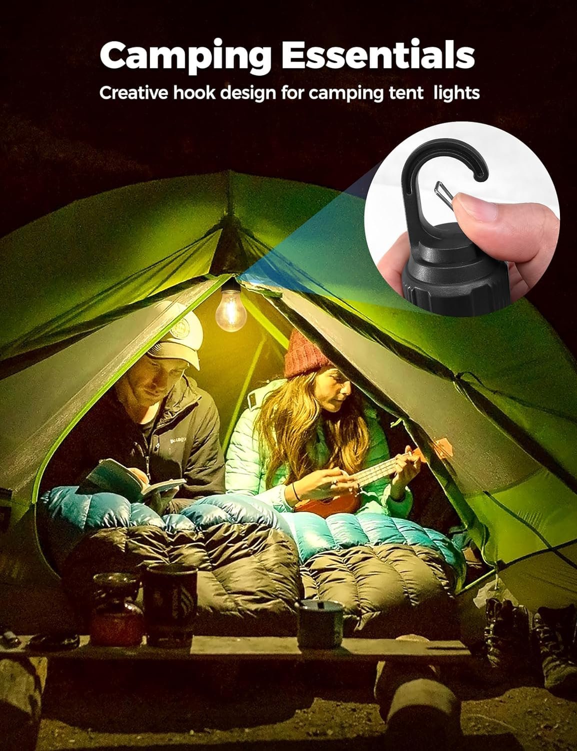 Rechargeable Hanging Clip Bulb ? Portable LED Light with Hook & Clamp | USB Charging, Bright Emergency Lamp for Camping, Outdoor, Study & Power Cut Use
