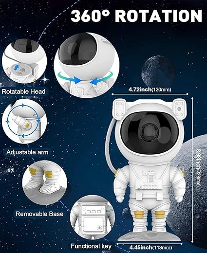 Astronaut Galaxy Projector ? Star Nebula Night Light with Remote Control & Timer | 360? Rotating Space Light Projector for Kids Bedroom, Home Decor, Gifts