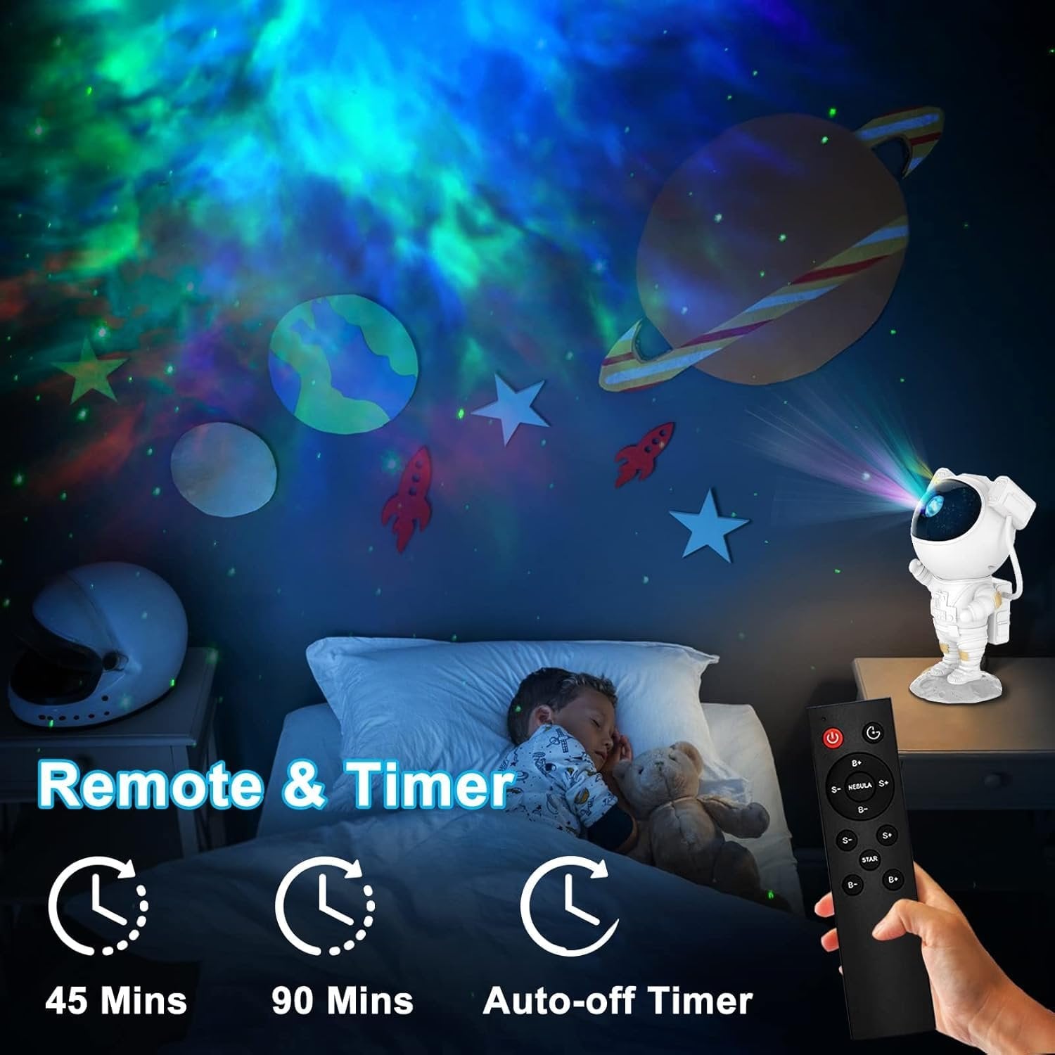 Astronaut Galaxy Projector ? Star Nebula Night Light with Remote Control & Timer | 360? Rotating Space Light Projector for Kids Bedroom, Home Decor, Gifts