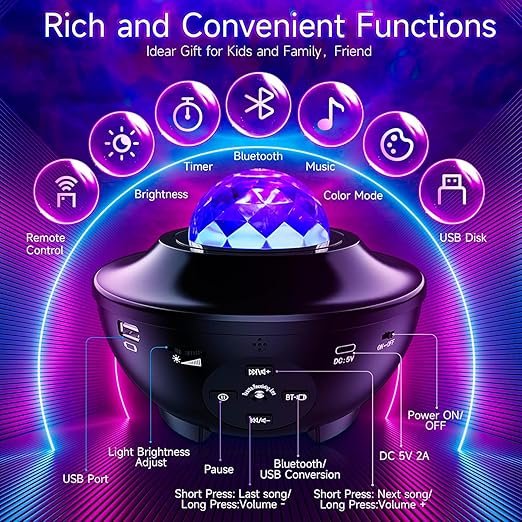Galaxy Projector Night Light ? Star Nebula Projector with Remote Control & Timer | 360? Rotating Sky Light for Bedroom, Kids Room, Home Decor & Gifts