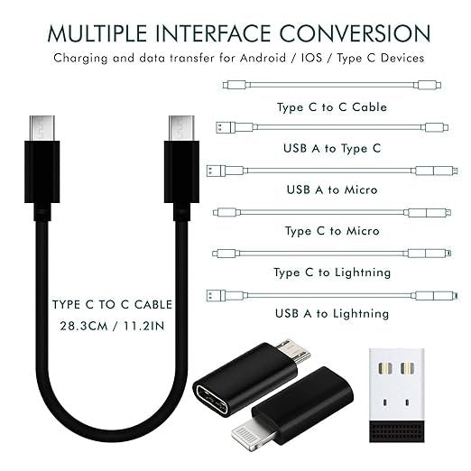 All In One Data Cable Set ? 6-in-1 Universal Charging Cable Kit with Type-C, Micro USB, Lightning | Compact Travel Organizer with SIM Ejector & Storage Box